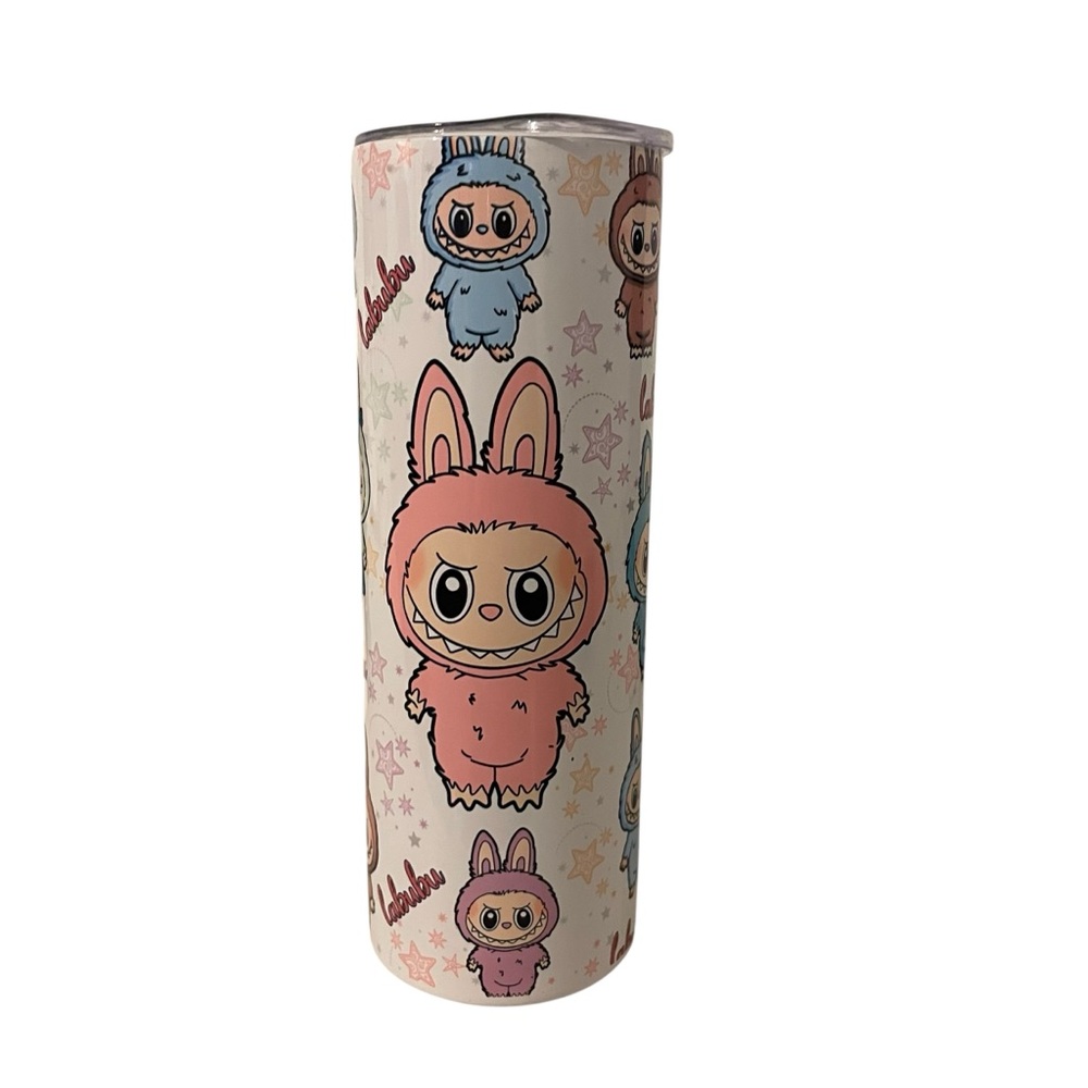 Pastel Pink and Blue Cartoon Character Tumbler
